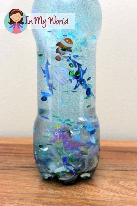 Day 5 Creation Craft, Creation Crafts For Preschool, Ocean Sensory, Creation Bible, Toddler Bible, Sensory Bottle, Bible Story Crafts, Sunday School Crafts For Kids, Bible School Crafts