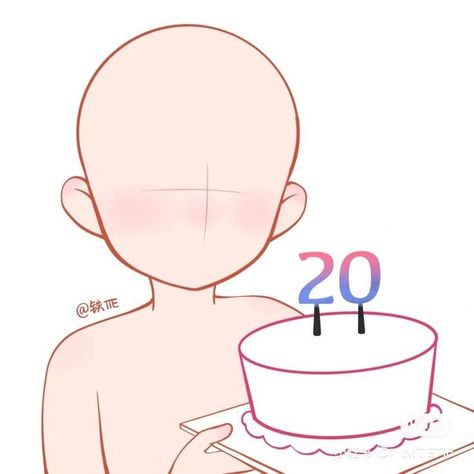 Birthday Drawing Pose Reference, Drawing Base Birthday, Happy Birthday Ych Base, Drawing Poses Birthday, Birthday Chibi Base, Birthday Ych Base, Ych Birthday Poses, Chibi Birthday Art, Anime Birthday Drawing