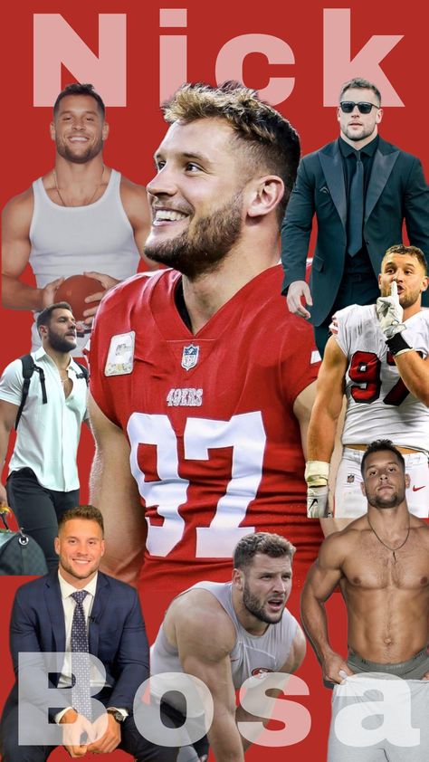 Nick Bosa Wallpaper Collage #nickbosa #football #49ers #nfl Nick Bosa Skims, Nick Bosa Wallpaper, Nick Bosa, 49ers Nick Bosa, Nick Bosa Shirt, Football Wallpaper Nfl 49ers, Bosa 49ers, Handsome Football Players, Nfl 49ers