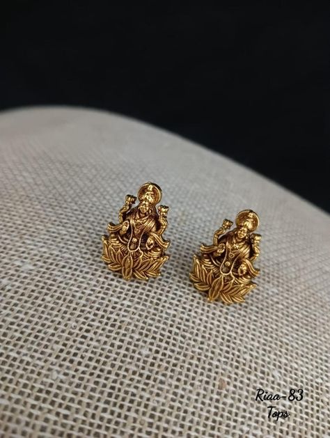 C'o.ar js Lakshmi Devi Earrings Gold, Lakshmi Earrings Gold, Small Jhumkas Gold, Baby Earrings Gold Indian, Ear Studs Indian, Lakshmi Earrings, Necklace Set Indian Bridal Jewelry, Bollywood Makeup, Cell Organelles