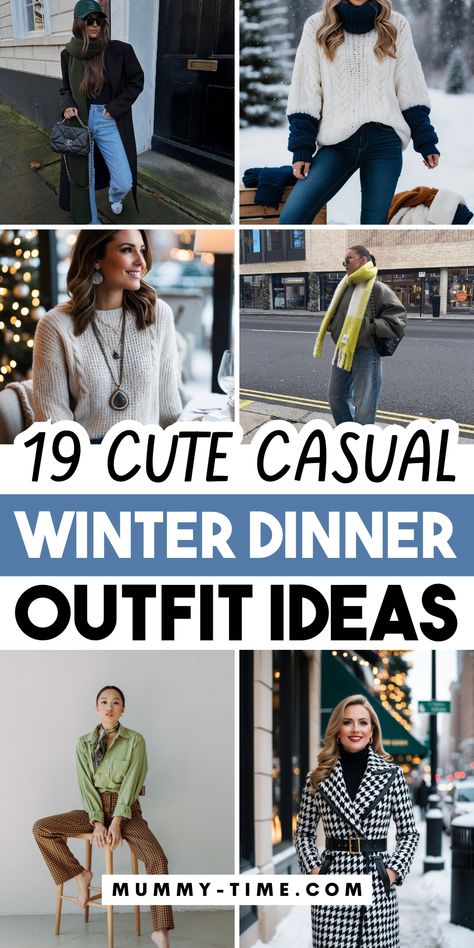 Looking for winter dinner outfit inspiration? ❄️🍴 This casual yet chic look will keep you cozy and stylish all evening long. With the right layers and accessories, it's perfect for a winter night out. Save this pin for your next dinner date outfit! 📌✨ Cold Weather Date Night Outfit Casual, Date Night Casual Outfit Winter, Date Night Cold Weather Outfit, Date Night Outfit Winter Dinner Casual, Cold Weather Dinner Outfit, Winter Night Out Outfit Cold Weather, Cute Winter Date Night Outfits, Cozy Date Night Outfit, Winter Date Night Outfit Casual