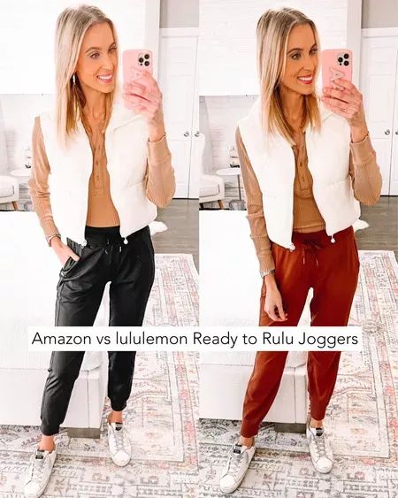 Amazon Vs Lululemon Ready to Rulu Joggers / Amazon Lululemon Dupe / Amazon Look Alike / Amazon Dupe / Lululemon Dupe #LTKsalealert #LTKstyletip #LTKSeasonal Ready To Rulu Jogger Outfit, Amazon Lululemon, Outfit Inspiration Women, Lululemon Joggers, Women Jogger Pants, Joggers Outfit, Joggers Pants, Classic Style Women, Joggers Womens