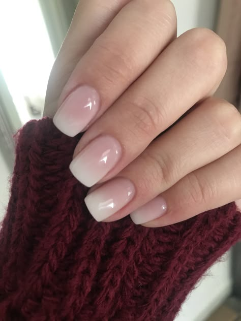 French Ombre Nails Short Squoval, French Ombre Squoval Nails, Sheer Pink Ombre Nails, French Ombré Nails Square, French Ombre Nails With Accent Nail, Ombre Nails Pink Short, Gel Manicure Ombre, Light Ombre Nails Natural, Ombré Anc Nails