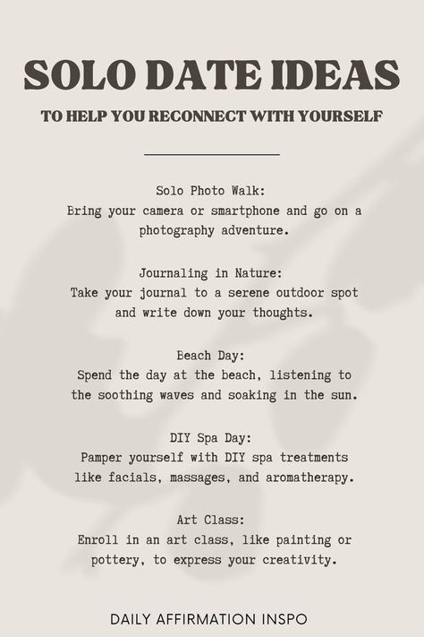 Ideas For Self Dates, Date Ideas For Myself, Self Love Event Ideas, Solo Date Ideas Black Women, Dates To Take Yourself On, Self Dates Ideas, Self Care Date Ideas, Self Dates Aesthetic, Date Myself Ideas