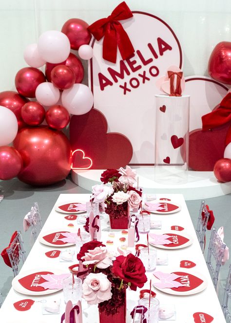 Issue 21: Love and bows party magazine shoot Kisses Party Theme, Red Heart Party Theme, Love Themed Birthday Party, Valentines Day Themed Party, Bows Theme Birthday Party, Cupid Party Theme, Heart Party Theme, Valentine Birthday Theme, Valentines Birthday Party Ideas