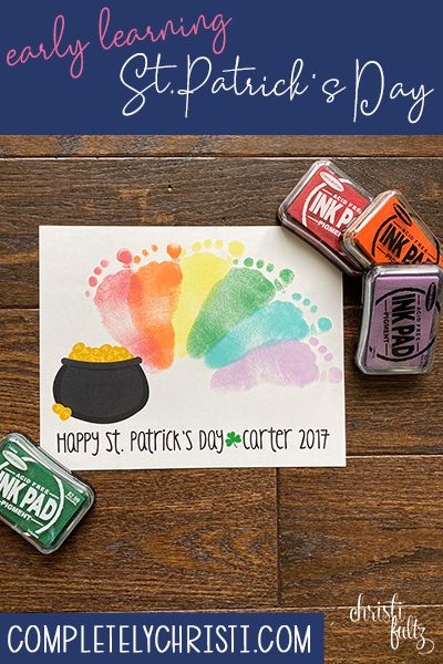 Baby Footprint Crafts, Baby Art Crafts, Saint Patricks Day Art, March Crafts, St Patricks Crafts, Footprint Craft, St Patricks Day Crafts For Kids, St Patrick Day Activities, Footprint Crafts