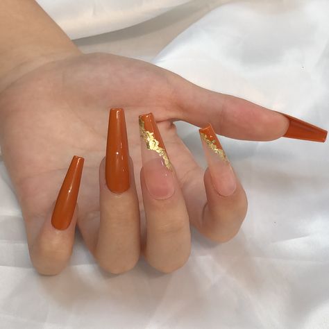 Gel Nails Stiletto, Burnt Orange Nails, Black Press On Nails, Orange Acrylic Nails, Grey Acrylic Nails, Princess Nails, Orange Nail Designs, Purple Acrylic Nails, Nails Gel Nails