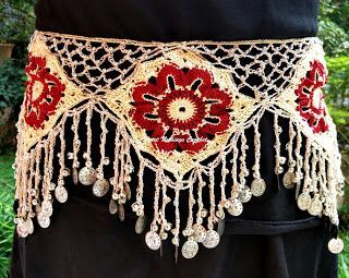 Sweet Nothings Crochet BOHO / BELLY DANCE BELT 1 Beaded Belts Patterns, Crochet Bohemian, Freebies Pattern, Belly Belt, Belly Dance Belt, Belt Pattern, Crochet Belt, Dance Belt, Boho Belt