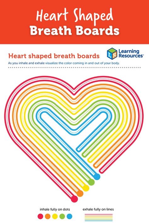 As you inhale and exhale visualize the color coming in and out of your body! Visit the Learning Resources Blogs for tons of free activities. Shape Breathing, Breathing Boards Free, Breathing Rainbow, Kindergarten Breathing Techniques, Conscious Breathing, Inhale And Exhale, Sel Activities, Calm Corner, Calming Corner