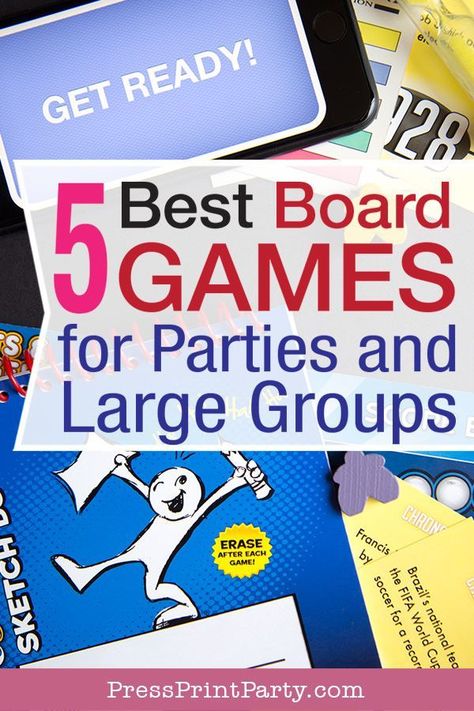 GROUP BOARD GAMES: 5 best board games for parties or large groups of 10 or more. Great for birthdays, family game night, or a rainy day. Party game ideas, family reunion, team building, group activities, hilarious, trivia. #gamenight #boardgames #partygames #party Game Night Games For Large Group, Best Board Games For Adults, Board Game Birthday Party Ideas, Board Games For Parties, Diy Board Games For Adults, Group Activities For Teens, Diy Board Games, Adult Board Games, Reset Sunday