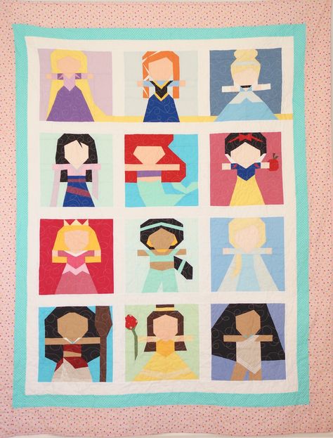 Princess Quilt Pattern, Disney Princess Quilt, Princess Quilt, History Of Quilting, Disney Quilt, Picnic Quilt, Foundation Paper Piecing Patterns, Quilt Baby, Paper Piecing Quilts