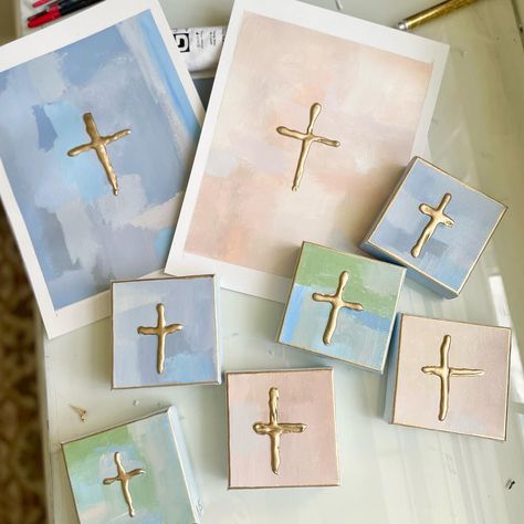 Canvas Cross Painting, Cross Art Painting, Texture Painting Techniques, Abstract Painting Acrylic Modern, Dorm Art, Christian Crafts, Spring Easter Crafts, Religious Paintings, Cross Art