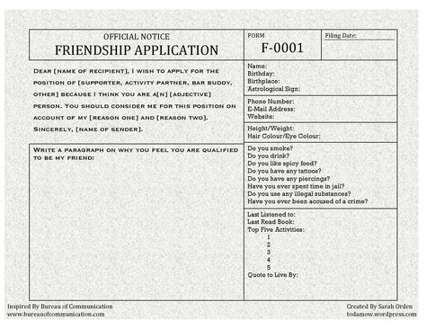 Real Friend Application, Friendship Application Form, Best Friend Application Form, Friendship Contract, Friendship Application, Ohio Outfits, Question List, Funny Awards Certificates, Best Friend Application