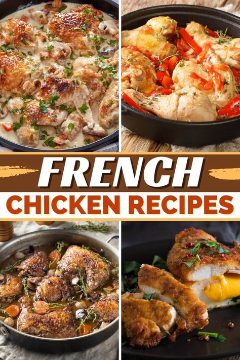 They may look elegant, but these 13 French chicken recipes are deliciously simple. They're ideal for a fancy family feast or a romantic dinner for two. Gourmet Chicken Recipes Fancy, French Entree Recipes, Elegant Chicken Recipes Dinner Parties, Elegant Chicken Recipes, Fancy Meals For Two, Chicken French Recipes, Romantic Chicken Dinner, Fancy Dinner Recipes Fine Dining, Fancy Chicken Dinner