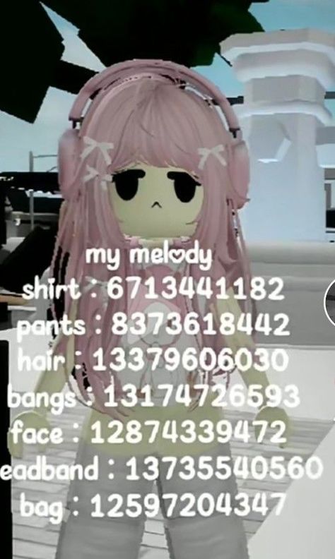 Roblox Image Id Codes, My Melody Outfit, Brookhaven Code, Outfit Ideas Emo, Id Brookhaven, Diy Gift For Bff, Brookhaven Codes, Roblox Brookhaven, Emo Roblox Avatar