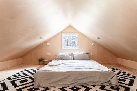 Low Ceiling Bedroom, Monochrome Living, Monochrome Living Room, Grey Headboard, Beige Walls, Ceiling Beams, Double Take, Low Ceiling, Carpet Tiles