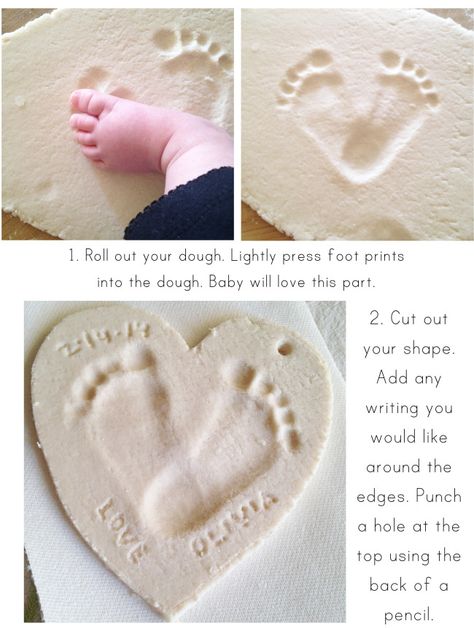 This is our first Valentine's Day with a baby, and I wanted to do something more sentimental for my husband. My daughter is nearly 6 months old, and loves to feel with her feet. This project was pe... Newborn Crafts, Baby Christmas Crafts, Salt Dough Crafts, Newborn Art, Baby Art Projects, Valentines Day Baby, Baby Projects