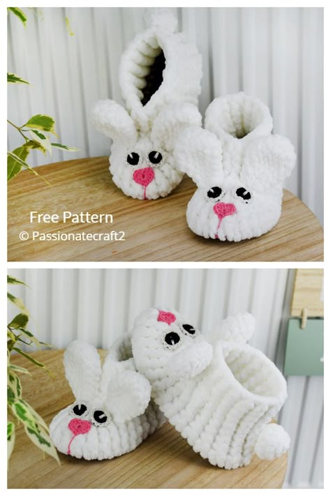 Crochet Slippers Free Pattern Kids, Ostern Baby, Crochet Baby Shoes Tutorial, Velvet Bunny, Crocheted Slippers, Slippers Crochet, Crochet Baby Boots, Crochet Shoes Pattern, Easy Crochet Hat