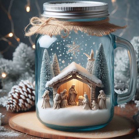 Free Printable Clipart | Mason jar with Nativity scene | Facebook Nativity In A Jar, Nativity Scene Pictures Free Printable, Wood Blocks Diy, Nativity Scene Pictures, Diy Blocks, 2024 Christmas, Christmas Shop, In A Jar, Nativity Scene