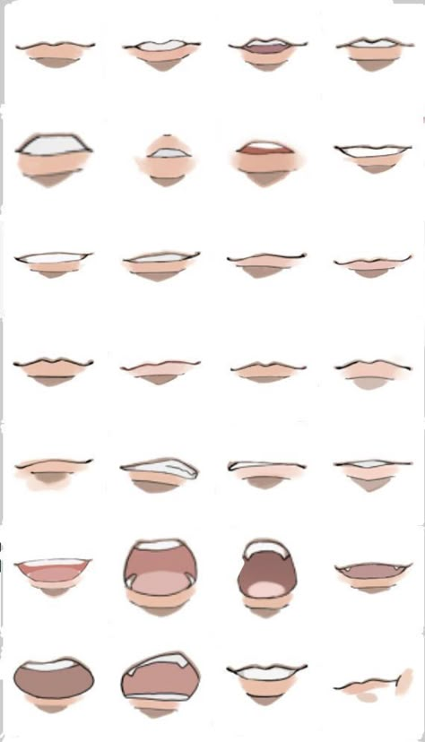 351912463891864-pin-image-1 Anime character mouth expressions chart showcasing various emotions like happy, sad, angry, and surprised on a white background. | Sky Rye Design Character Mouth Expressions, Expressions Chart, Character Mouth, Mouth Expressions, Drawing Anime Hands, Expressive Portraits, Drawing Lips, Anime Mouths, Art Of Drawing