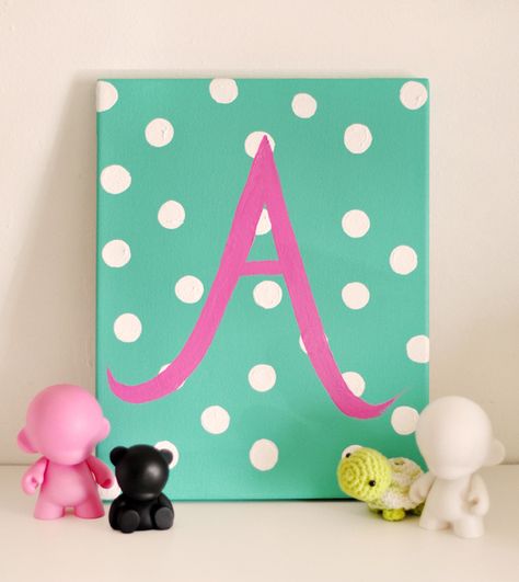 Monogram Canvas Art | Community Post: 28 Gifts To Make When You're Broke Initial Canvas, Painted Initials, Kids Canvas, Easy Canvas Art, Easy Canvas Painting, Canvas Painting Diy, Art Video, Beginner Painting, Canvas Crafts