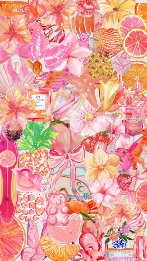 pink collage! #pinkwallpaper #collageaesthetic #pink #pinkaesthetic #summer #summer2024 Summer Prints Wallpaper, Create A Sticker, Pink Collage, Cute Summer Wallpapers, Preppy Pink, Preppy Wallpaper, A Wallpaper, Patterned Vinyl, Cute Wallpaper For Phone