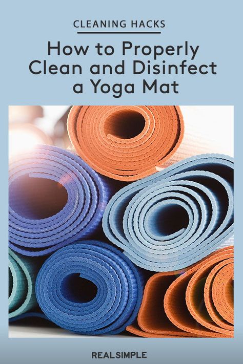 How to Clean a Yoga Mat | Click here to learn how to properly disinfect and clean a yoga mat. #cleaningtips #realsimple #cleaninghacks Clean Yoga Mat, Yoga Mat Cleaner, Yoga Ashtanga, Deep Cleaning Hacks, Cleaning Painted Walls, Baby Nap, Easy Cleaning Hacks, Deep Cleaning Tips, 10 Minute Workout