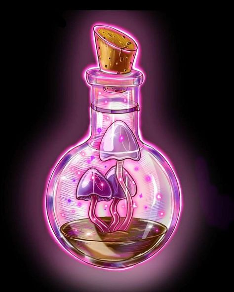 Witch Room, Bottle Drawing, Desain Buklet, Magic Bottles, Jar Art, Pop Art Wallpaper, Dungeons And Dragons Homebrew, Witch Art, Mushroom Art