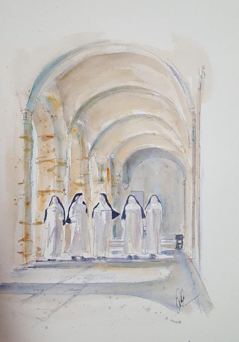 Catholic watercolor Catholic Watercolor Art, Catholic Painting Ideas, Catholic Art Aesthetic, Catholic Watercolor, Mary Watercolor, Christian Watercolor, Virgin Mary Painting, Watercolor Bible, Edith Stein