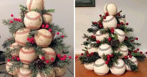 If you’re a baseball fan looking to add a unique twist to your holiday decorations, this Baseball Christmas Tree is the perfect… Cricut Baseball Ornaments, Baseball Christmas Decorations, Baseball Tree Christmas, Crafts With Baseballs, Baseball Christmas Tree Diy, Baseball Christmas Party, Mason Jar Decorating, Baseball Christmas Tree, Halloween Ghost Craft