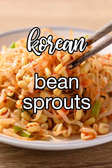 Korean Bean Sprouts - A classic Korean side dish that can be served hot or cold. Perfectly cooked, tender-crisp sprouts are mixed with salty, savory seasonings for an unforgettable flavor experience. | CDKitchen.com Seasoned Bean Sprouts, Korean Bean Sprout Side Dish, Bean Sprouts Korean Side Dish, Bean Sprouts Recipes, Bean Sprouts Recipe, Bean Sprout Recipes, Relish Sauce, Sprouts Recipes, Recipes Using Ground Beef