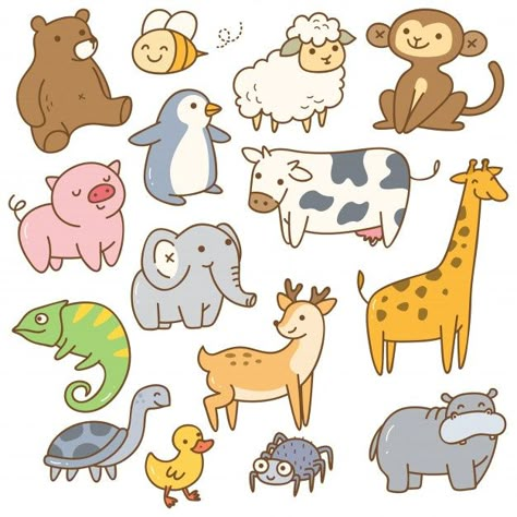 Animals Doodle, Animal Illustration Kids, Easy Animal Drawings, Cartoon Drawings Of Animals, Easy Animals, Animal Doodles, Fall Inspiration, Animal Posters, Hyena