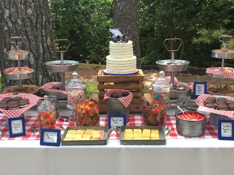 Bbq Theme, Fun Camp, Wedding Dessert Table, Camp Style, Wedding Dessert, Dessert Tables, Camping Fun, Wedding Rehearsal, Wedding Desserts