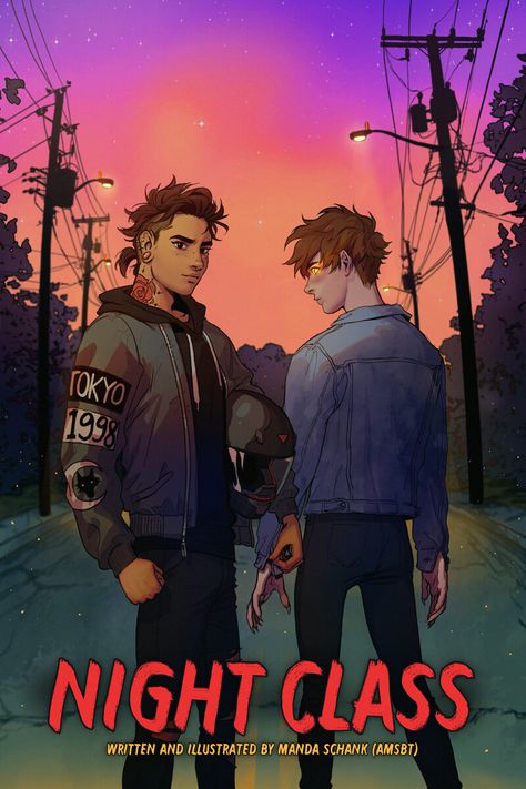 ArtStation - Night Class Webcomic Cover, Manda Schank Webcomic Cover, Lgbt Book, Queer Books, Gay Books, Fantasy Books To Read, Top Books To Read, Cool Books, Cover Ideas, Digital Art Illustration