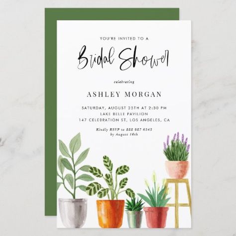 Watercolor Potted Plants Bridal Shower Invitation #zazzle #weddinginvitations #birthdayinvitations #babyshowerinvitations #zazzleinvitations #monogram #businesscards #graduation #homedecor Watercolor Potted Plants, Sweet 16 Party Invitations, Boho Bridal Shower Invitations, Best Baby Shower Ideas, Bridal Brunch Invitations, Summer Bridal Showers, 16 Invitations, Boho Baby Shower Invitations, Peach And Lily