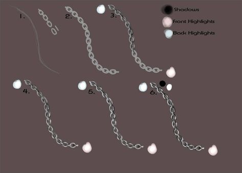 Chain Tutorial by PorcelainPoppies on DeviantArt Chain Sketch How To Draw, Chains Art Reference, Jewelry Drawing Tutorials, Chain Necklace Drawing, How To Draw Chains, Drawing Jewelry, Chain Tutorial, Drawing Tuts, Arm Anatomy