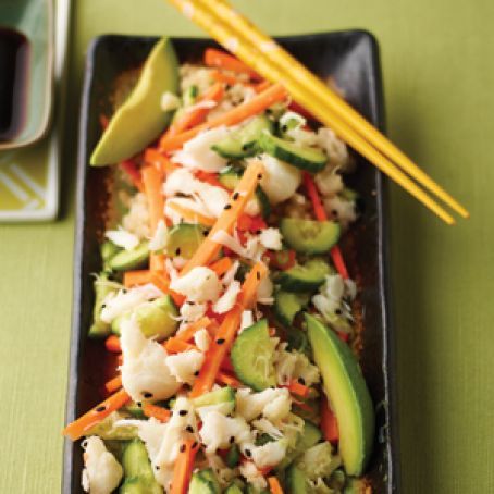 Crab Avocado, Sushi Salad, Cucumber Onion, Salad With Avocado, Pickled Ginger, California Roll, Crab Salad, Sushi Recipes, Healthy Salad