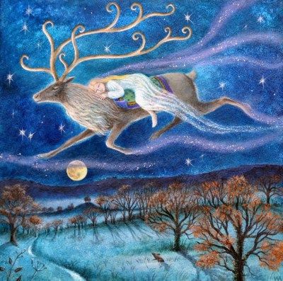 Female Reindeer, Disney Vintage, Art Et Illustration, Arte Fantasy, Winter Solstice, Etsy Pillow Covers, Whimsical Art, The Sky, Animal Art