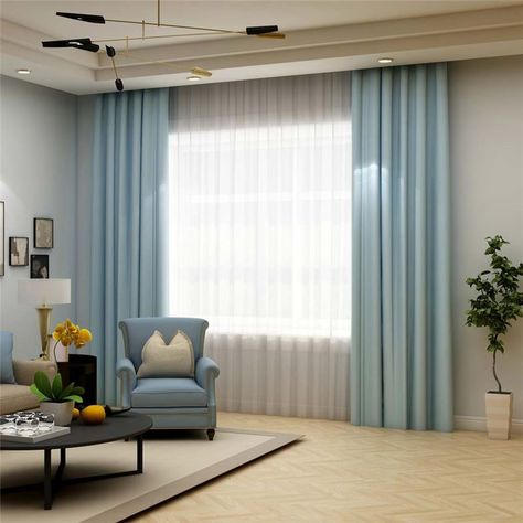 Solid Light Blue Curtain Modern Silk Imitation Curtain Living Room Bedroom Blackout Fabric(One Panel) Light Blue Curtains Bedroom, Light Blue Curtains Living Room, Baby Blue Curtains, Blue Curtains Bedroom, Blue Curtains Living Room, Light Blue Living Room, Light Blue Curtains, Curtain Living Room, Curtains Living Room Modern