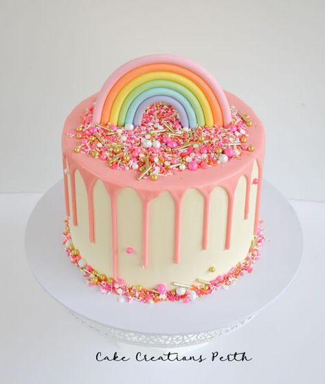 Cake Decoration for Every Occasion Drip Cake Rainbow, Rainbow And Sprinkles Cake, Pink Cake With Rainbow, Cake With Rainbow Decoration, Rainbow Pink Cake, Sprinkle Rainbow Cake, First Birthday Cake Pastel, Toddler Cakes Girl, Kids Rainbow Cake