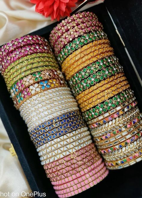 "Discover stunning bridal bangles, unique bangle designs, and exquisite handmade jewelry. Perfect for weddings, festivals, and daily elegance. Kundan Bangles Design, Aari Work Bangles, Aari Bangles, Silk Thread Earrings Designs, Basic Blouse Designs, Bangle Making, Bangle Diy, Fabric Bangles, Silk Thread Bangles Design