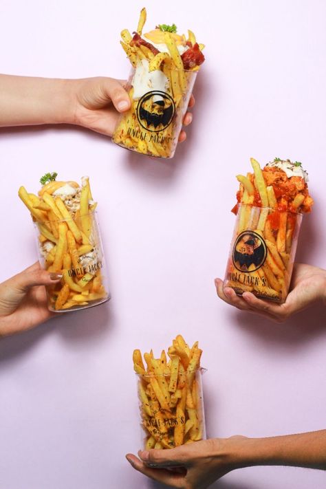 Fries Photoshoot, Fries Business, Fries Ideas, French Fries Packaging, Restaurant Content, French Fries Day, Fried Dog, Fries Packaging, Potatoes Fries