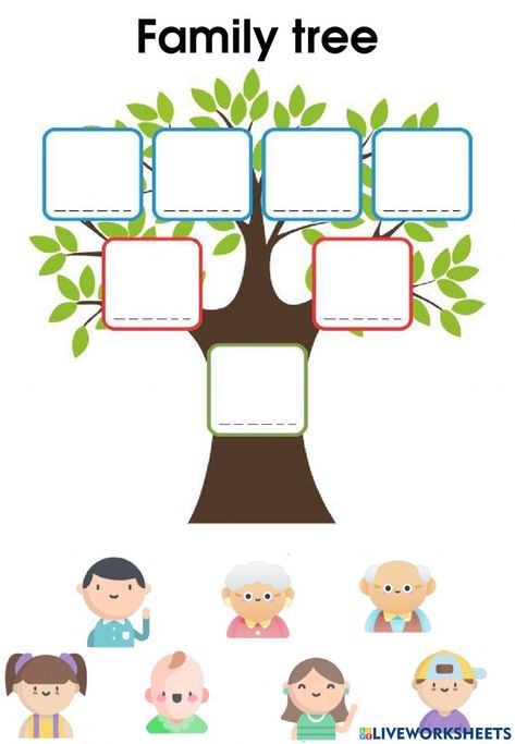 Extended Family Activities For Preschool, Family Science Preschool, My Family Tree Worksheet, Family Tree Activity Preschool, My Family Tree For Kids, Family Tree Worksheet For Kids, Family Tree Activity For Kids, Where I Live Preschool Activities, My Family Kindergarten Activities