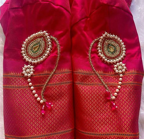 Nath Blouse Design Work, Nath Blouse Design, Nath Designs Aari Work Blouse, Aari Work Nath Design, Nath Blouse Work, Simple Aari Work For Blouse, Nath Designs Aari Work, Nath Aari Work Design, Basic Aari Work Blouse Design