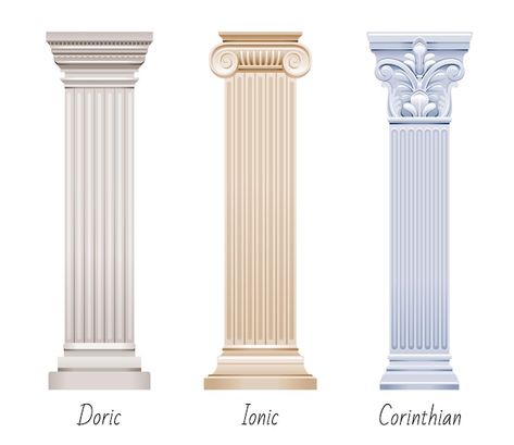 Conjunto de pilares de columna. arquitec... | Premium Vector #Freepik #vector #columna-romana #columna-griega #columnas #griego Columns Interior, House Front Door Design, Paver Designs, Greek Columns, Pillar Design, Classic Building, Stone Pillars, Conceptual Architecture, Roman Columns