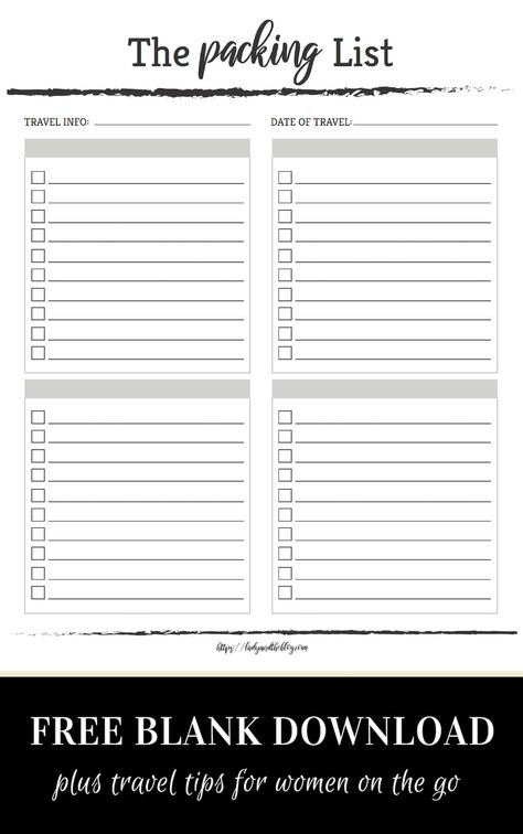 Free packing list printable to keep you organized when getting ready for travel. #travel #familytravel #vacation #packinglist #printable #organize Blank Packing List, Travel Packing List Printable, Packing List Template, Printable Packing List, Travel Packing List, Vacation Packing List, About Blank, Packing List For Vacation, List Printable