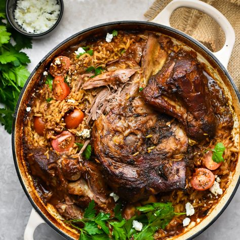 Recipe : Greek Lamb Shoulder with Orzo – Hudson Meats Greek Lamb Shoulder, Lamb And Orzo, Jar Tomato Sauce, Cajun Deep Fried Turkey, Easter Roast, Ground Turkey Crockpot Recipes, Sugar Free Cranberry Sauce, Greek Lamb, Green Bean Casserole Easy