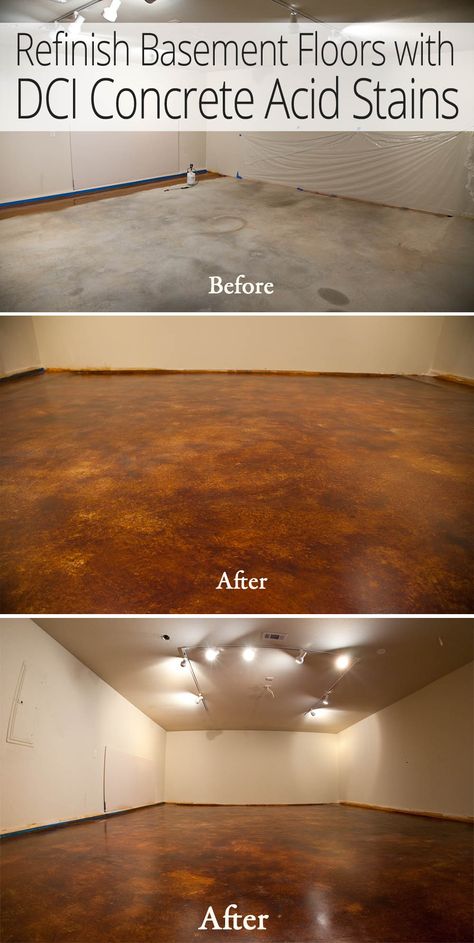 Redo Basement, Concrete Basement Floors, Acid Concrete, Acid Stained Concrete, Basement Remodel Diy, Acid Stain, Concrete Stained Floors, Basement Floor, Diy Basement