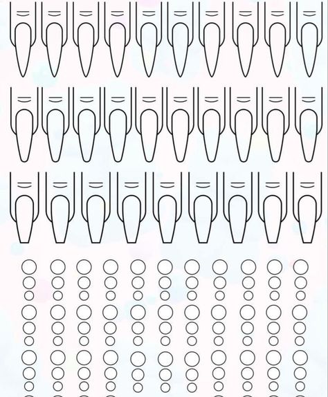 Practice Nail Art Sheet, Practice Nail Sheet, Nail Template Coffin, Acrylic Practice Sheet, Nails Outline, Printable Nail Art Templates, Nail Stencils Templates, Printable Nail Art Practice Sheet, Printable Nail Art