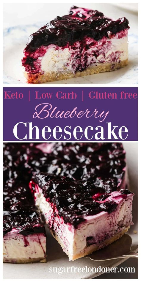 Keto Blueberry Cheesecake, Blueberry Cheesecake Recipe, Healthy Low Fat Recipes, Keto Blueberry, Low Carb Low Fat Recipes, Postre Keto, Low Carb Cheesecake, Cloud Bread, Low Carb Low Sugar